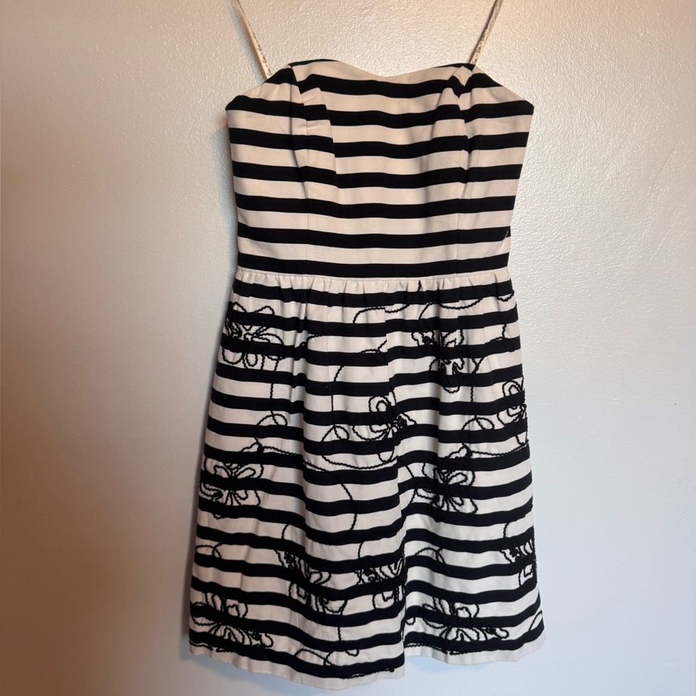 Lilly Pulitzer White Strapless Dress with Pink Label